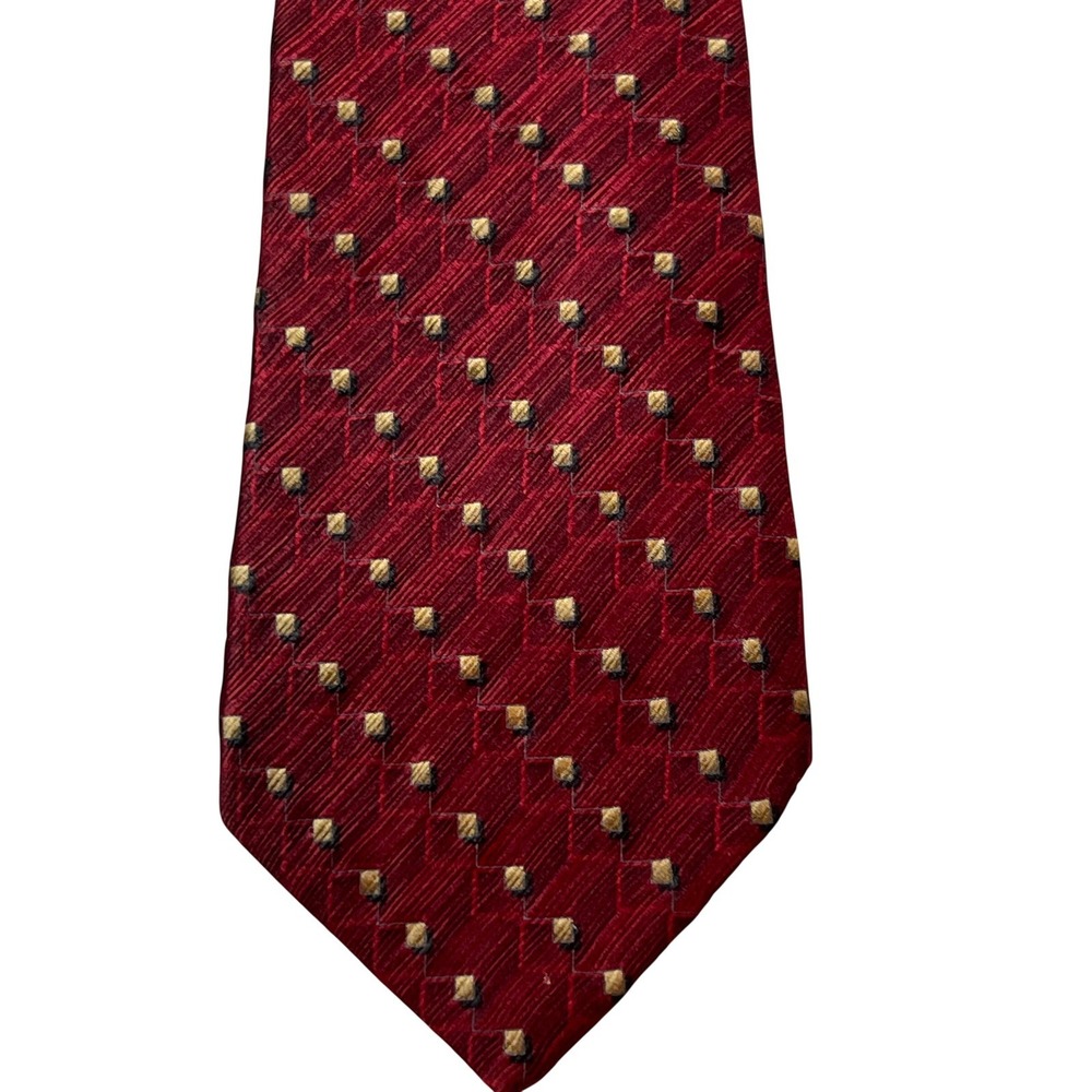 Vintage Roundtree & Yorke Mens Silk Wide X Long Tie Red Geometric Made USA G37